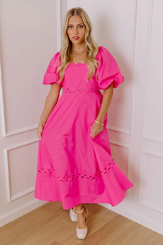 Margaritas Please Cut Out Midi Dress in Hot Pink