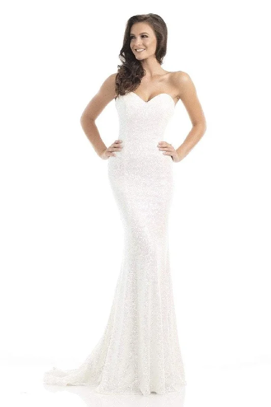 Johnathan Kayne - Strapless Sequined Mermaid Long Gown 461 - 1 Pc Iridescent White in Size 8 Available