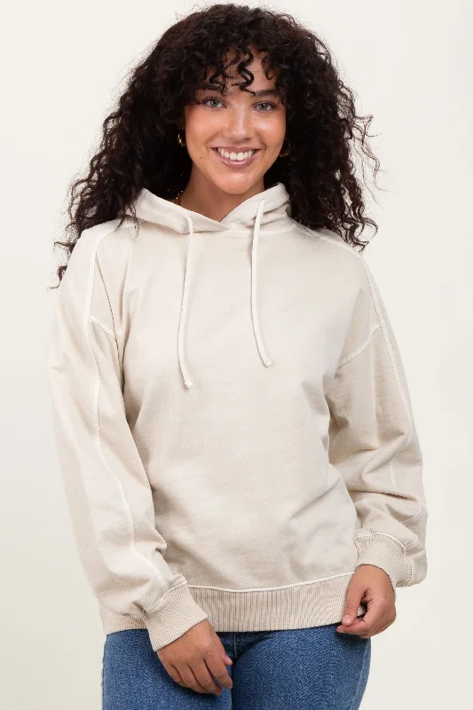 Cream French Terry Hooded Sweatshirt