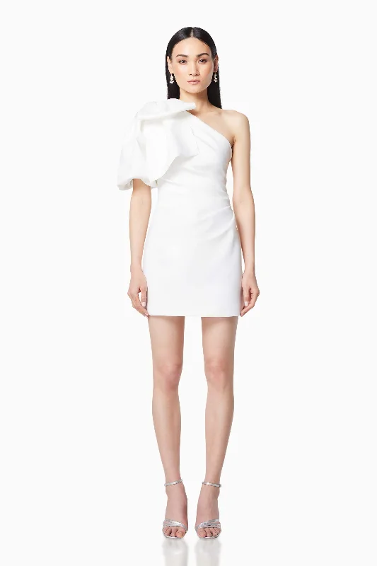 Marseilles 3D Bow Mini Dress In White