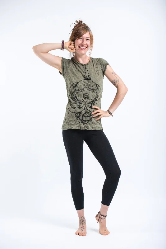 Womens Octopus Mandala T-Shirt in Green