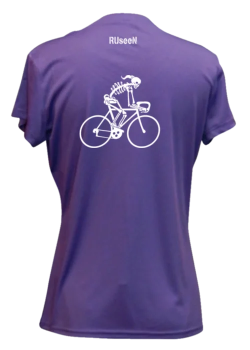 Women's Reflective Short Sleeve Shirt - Female Road Bike Skeleton