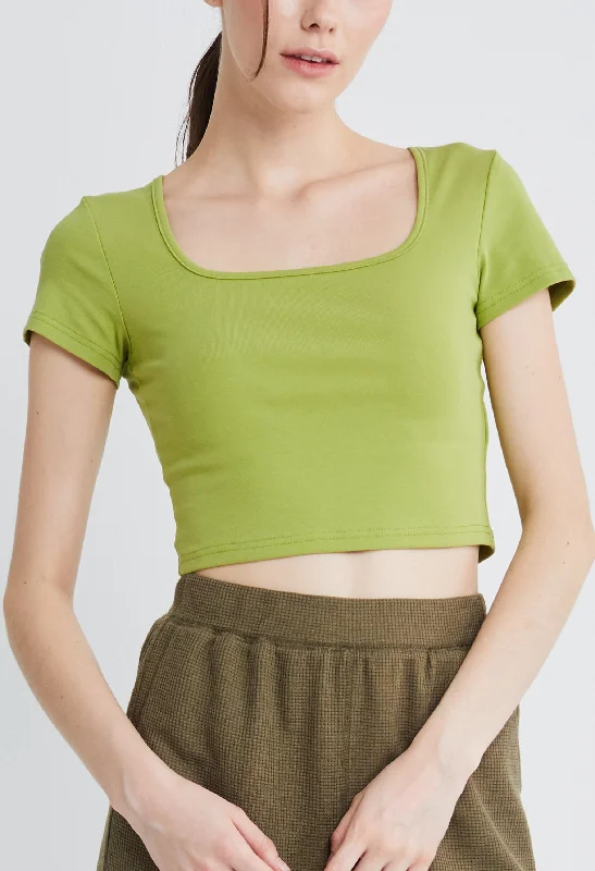 Cropped Basic Knit Fitted Top